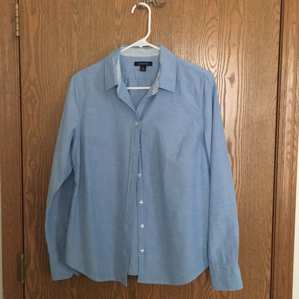 Light Blue Lands’ End Collared Shirt size 8